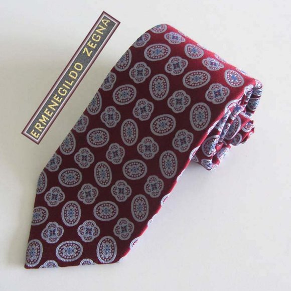 ERMENEGILDO ZEGNA medallion pattern tie 100% silk - Picture 1 of 6